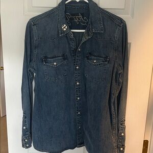 Lucky brand embroidered denim top